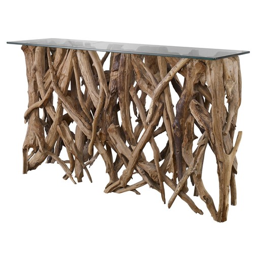Teak wood console table - teak,